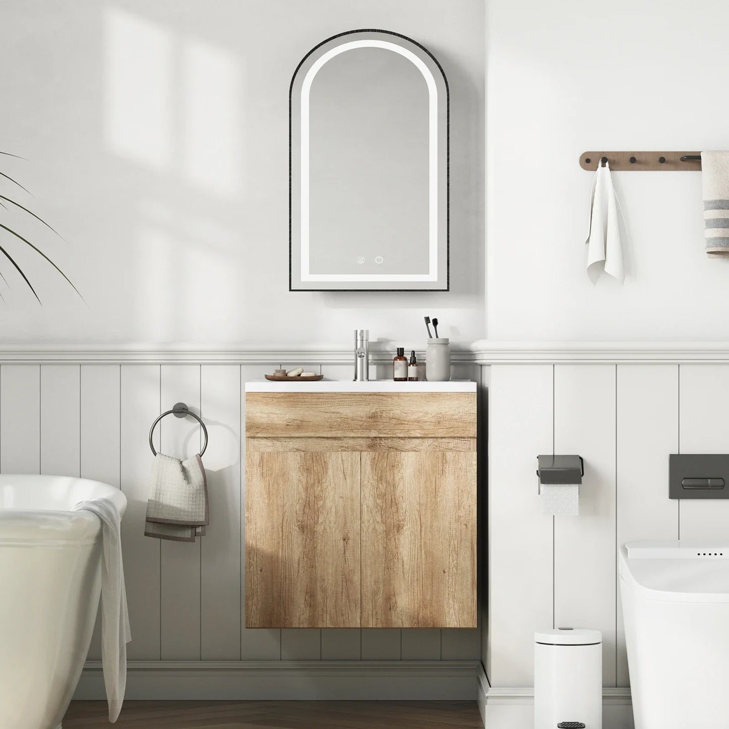 Bathroom Vanity Sink with Wood Cabinet and Washbasin