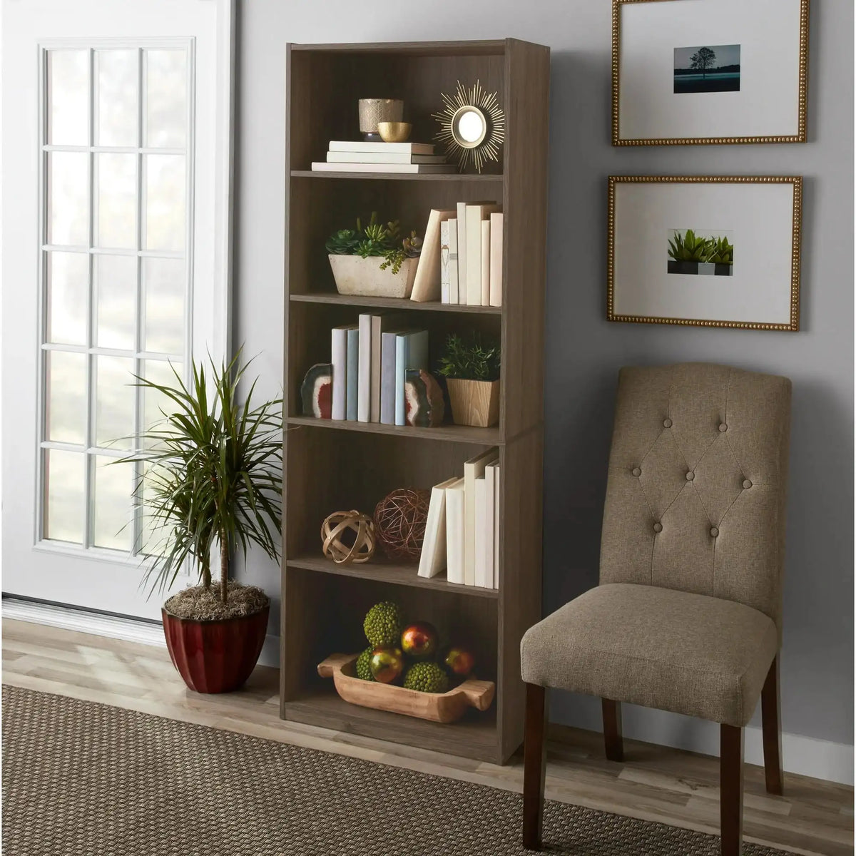Mainstays 5-Shelf Bookcase with Adjustable Shelves, White