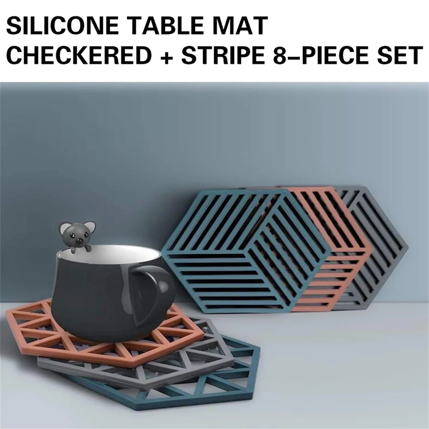 Silicone Trivet Mats, Hexagon Heat Resistant Kitchen Counter Mat