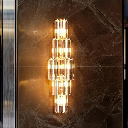 Modern Crystal Wall Lamp, 3-Layer Crystal Sconce