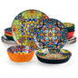 12/16/18/24 Piece Ceramic Dinnerware Set, Stoneware Bohemian Style