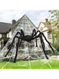 Halloween Decoration Outdoor 59'' Giant Spider with 400 sqft Spider Web, Outside Decor, Stretchy Triangular Spiderweb 23 x 18 ft for Yard, Haunted House, Photobooth Props