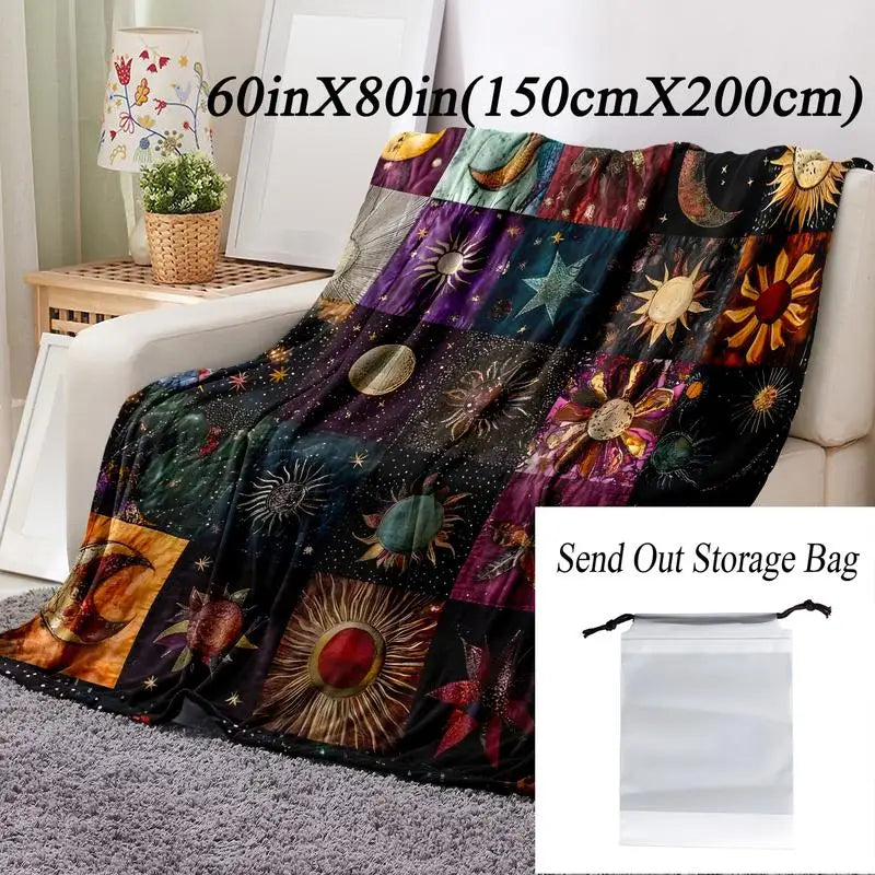 Star & Moon Pattern Boho Blanket