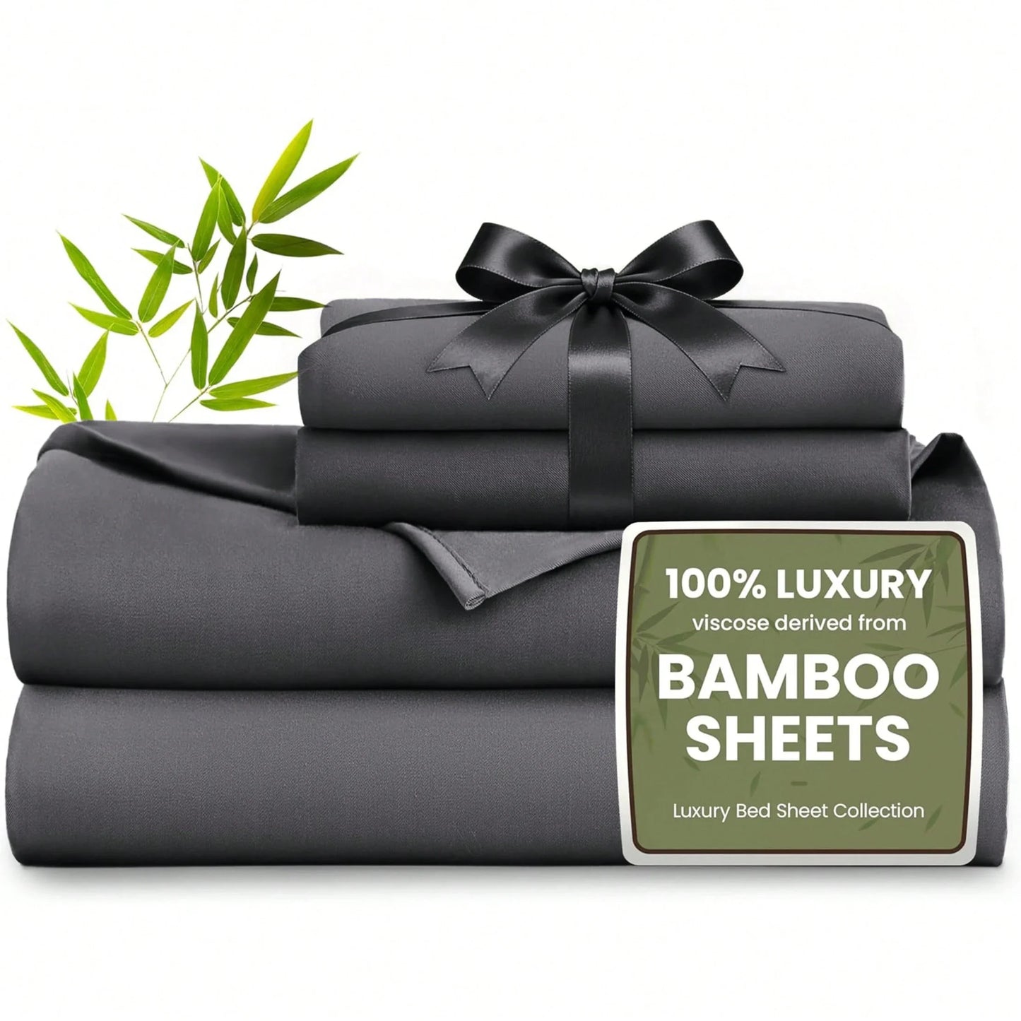 4pcs Bamboo Viscose Bedding Set with Deep Pocket Cooling Fitted Sheet ,Flat Sheet and Pillowcases