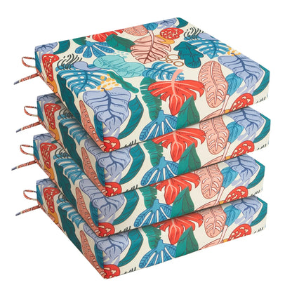 Outdoor Chair Cushions, Pack of 4, Water Resistant with Ties