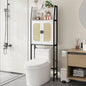 Over The Toilet Storage Cabinet with Rattan Doors, Adjustable Shelf, Metal Frame