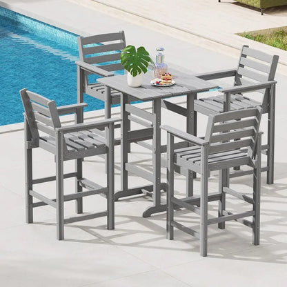 30 Square Outdoor Patio Bar with Slatted Top for Bistro, Poolside, Backyard, Balcony Use