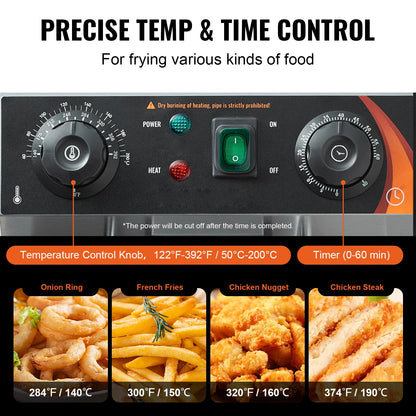 12L Electric Deep Fryer w/Dual Removable Tanks Commercial Countertop