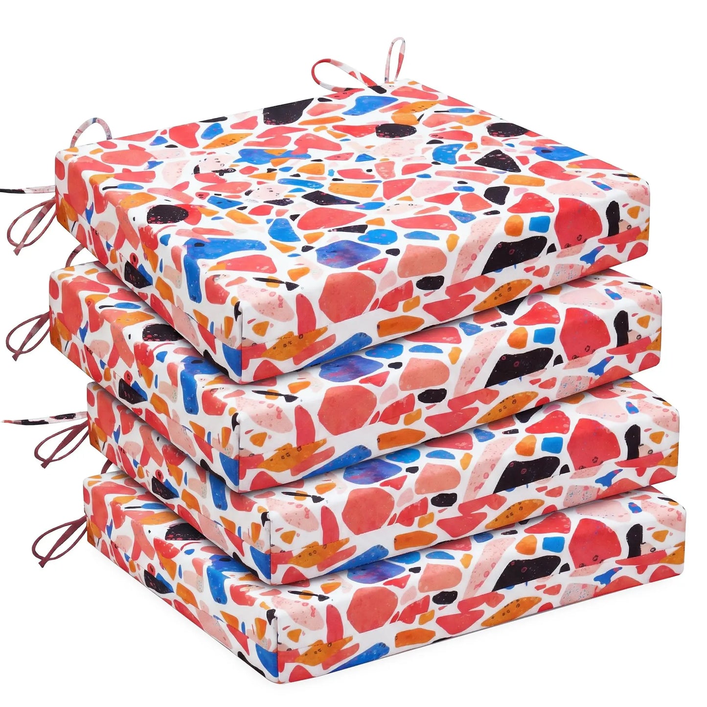 Outdoor Chair Cushions, Pack of 4, Water Resistant with Ties