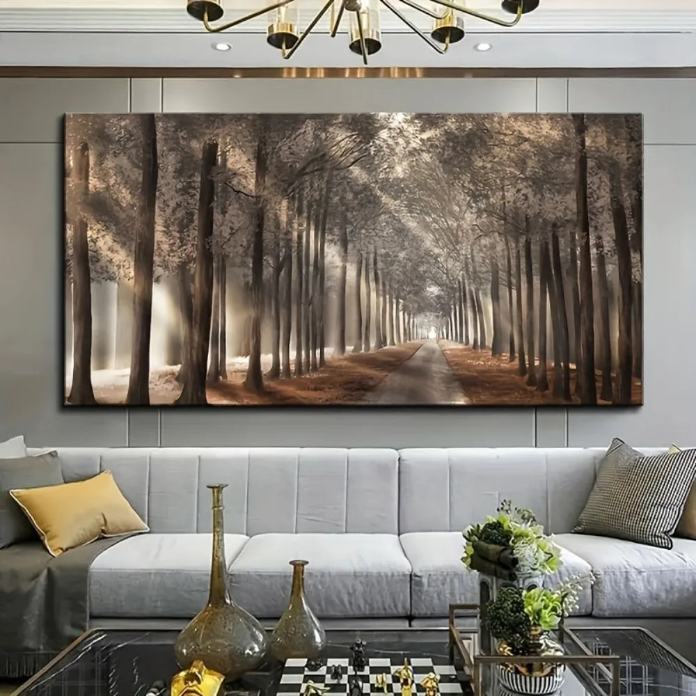 Mountain night canvas painting with  1.5 inch thick solid wood pine frame