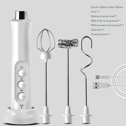 USB Rechargeable Milk Frother, Mini Handheld Electric Foam Maker, 3 Speed Stainless Steel Whisks for Latte Coffee Cappuccino Hot Chocolate