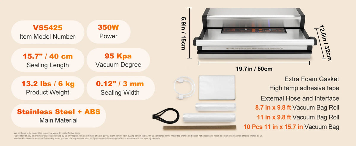 Commercial Vacuum Sealer Machine, Multifunction Automatic Food Packaging with Bag Roll Storage, Cutter for Home Kitchen