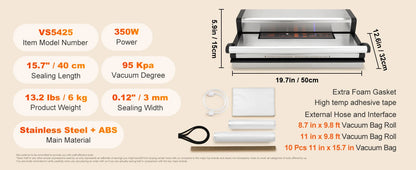 Commercial Vacuum Sealer Machine, Multifunction Automatic Food Packaging with Bag Roll Storage, Cutter for Home Kitchen