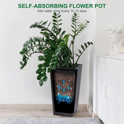 2 PCS 22.4 Inch Tall Plastic Planter for Indoor ＆ Outdoor