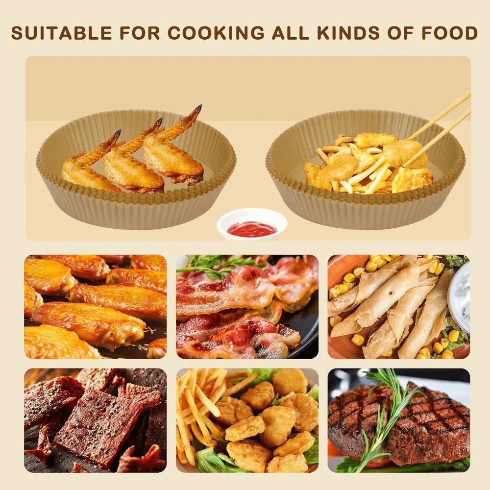 125 Pcs Disposable Air Fryer Liners, Unbleached Paper for 4-8QT Baskets, BPA-Free, Heat Resistant to 450°F