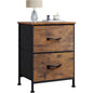 Compact Two Drawer Nightstand with Fabric Bins Wooden Top