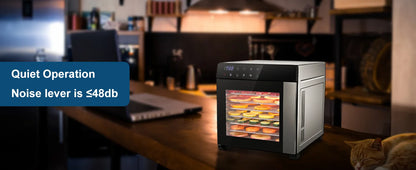 8-Tray Stainless Steel Dehydrator,600W with 4 Presets & Digital Timer