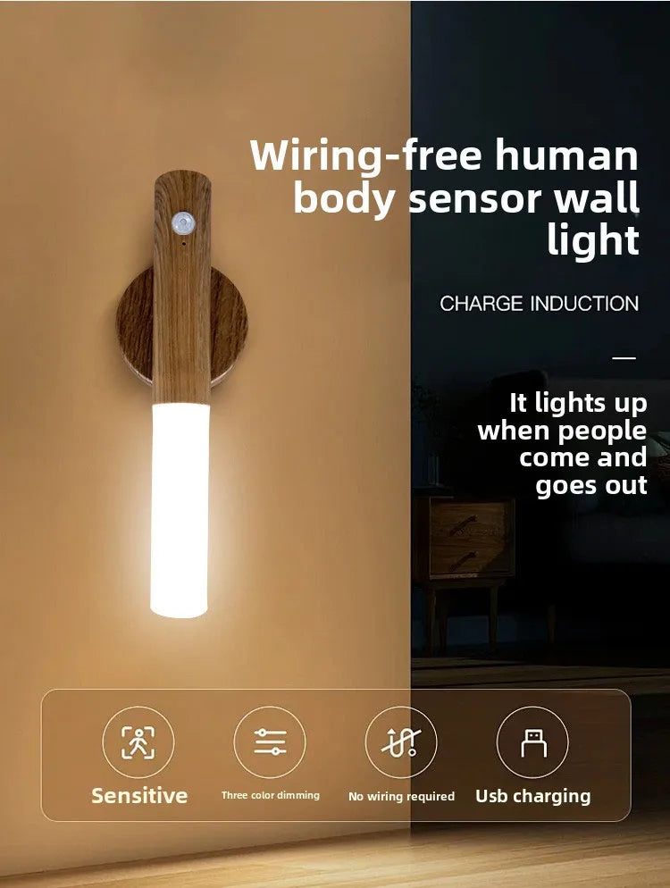 Portable LED Sensor Night Light, Usb Power Charging Indoor Wall Lamp for Living Room Stairs Porch