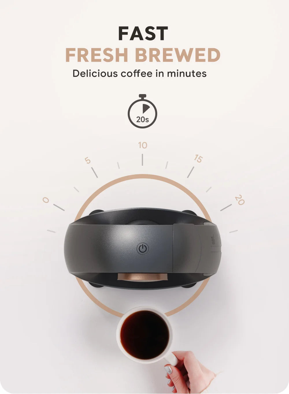 MINI Q Coffee Maker, Portable Machine Compatible with Coffee Powder & Tea