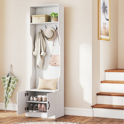 3-in-1 Hall Tree w/ Bench Storage, Adjustable Shelves with Hanging Hooks for Entryway
