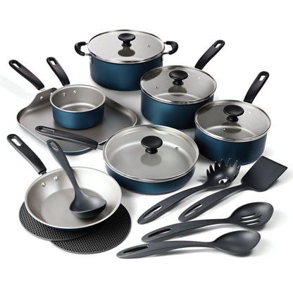 18-Piece Nonstick Cookware Set, Asphalt