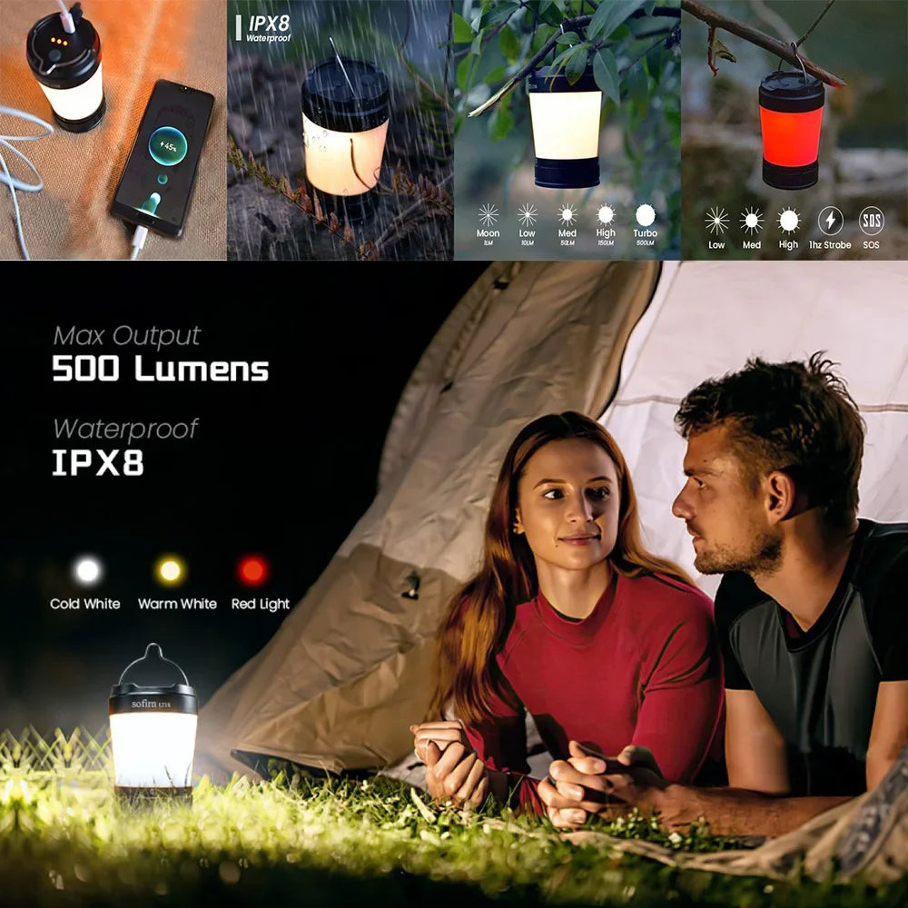 Camping Light, USB C 21700 Rechargeable Lantern