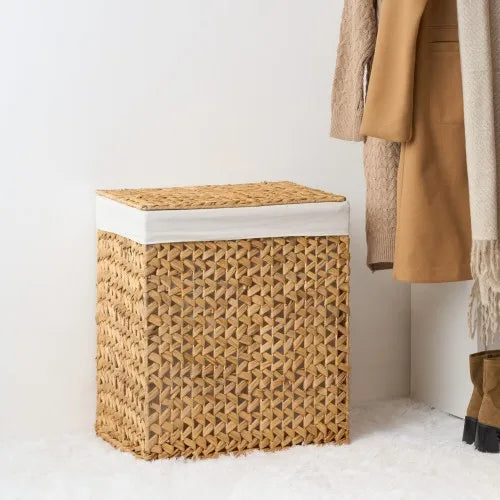 Water Hyacinth Woven Brown Rectangular Laundry Hamper