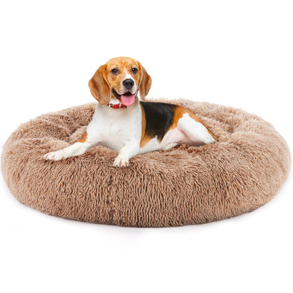 Calming Dog Bed for Medium to Large Dogs, Washable Anti-Slip Round
