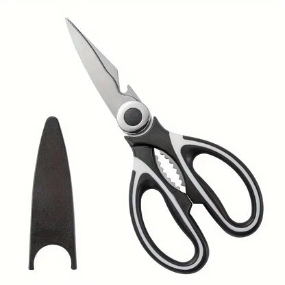 Multifunctional kitchen scissors, stainless steel