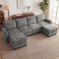 Modular Sectional Sofa Set with 2 Ottomans, U Shaped Convertible Couch with Storage