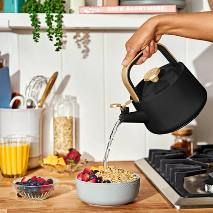 Beautiful 1.8L Ceramic Non-Stick Stovetop Tea Kettle, Sage Green by Drew Barrymore