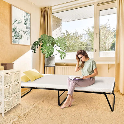 Folding Bed, 80x190cm with 7cm Thick Memory Foam Mattress, Portable