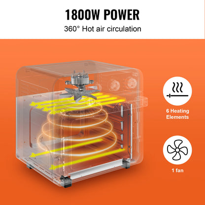 18L 1700W Air Fryer Toaster Oven, Stainless Steel Countertop Combo