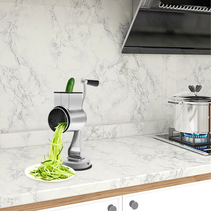 Rotary Grater, Stainless Steel Slicer with 5 Blades & Suction Cup Base