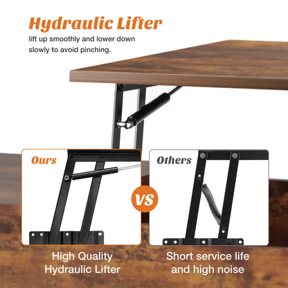 39.37"x19.7" Wood Living Room Lift Top Coffee Tables, Adjustable Storage Shelf, Easy Lift Or Lower