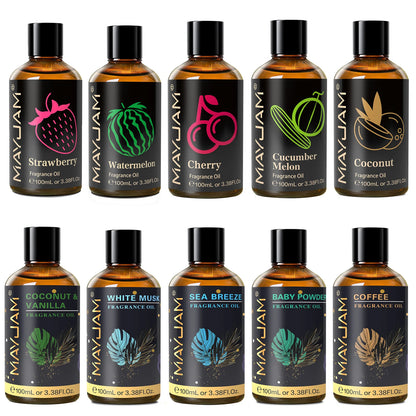 100ml Fragrance Oil, Coconut & Vanilla White Musk Sea Breeze Baby Powder Dragons Blood Sweet Tobacco Freesia for Aromatherapy Diffuser Humidifier Burner, Strawberry Watermelon Cherry Coconut Cranberry