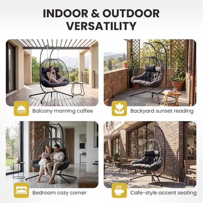 Double Outdoor Egg Swing Chair with Stand