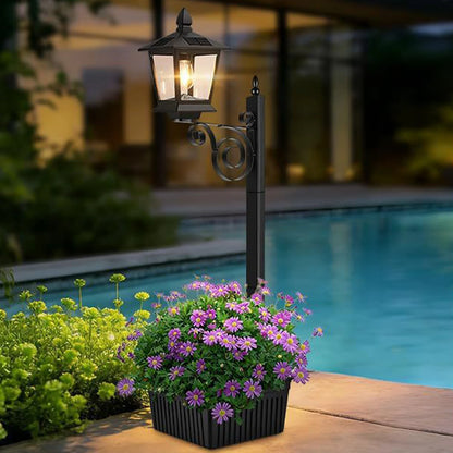 2 In 1 Outdoor Planter w/ Solar Light, Freestanding
