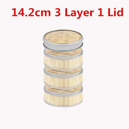 Bamboo Food Steamer basket with Stainless Steel Banding
