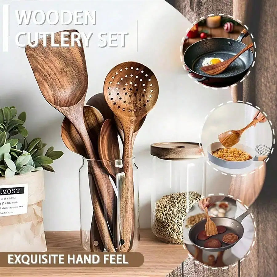 5pcs Wooden Spoons With A Box,Lightweight And Heat Resistant