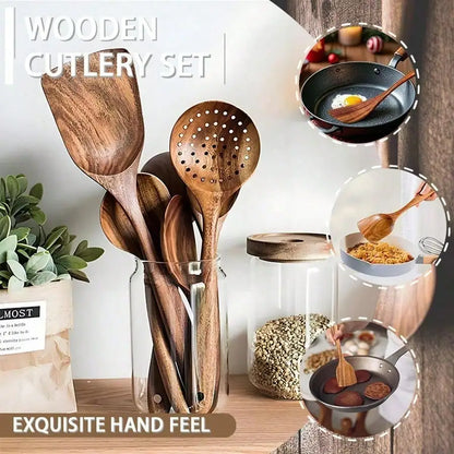 5pcs Wooden Spoons With A Box,Lightweight And Heat Resistant