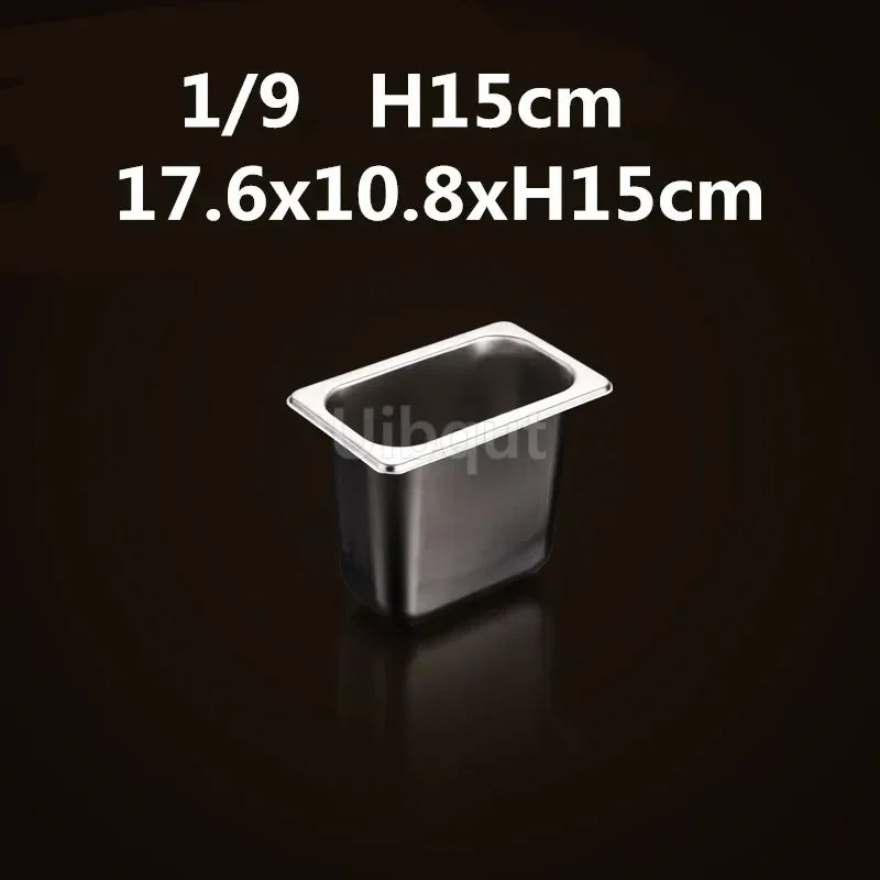 Square pot Kitchen Pans, 304 stainless steel 1/9 1/6 1/4 1/3 Food Chafing pans, Buffet Containers Lid 0.7 mm