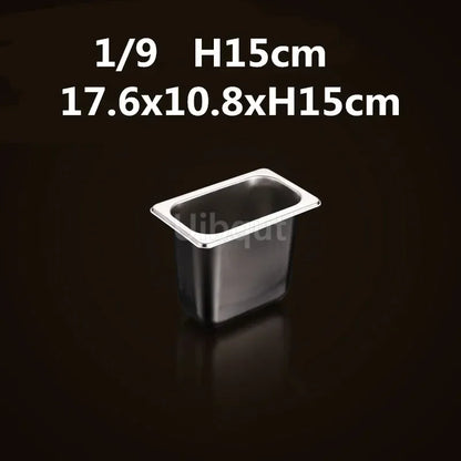 Square pot Kitchen Pans, 304 stainless steel 1/9 1/6 1/4 1/3 Food Chafing pans, Buffet Containers Lid 0.7 mm
