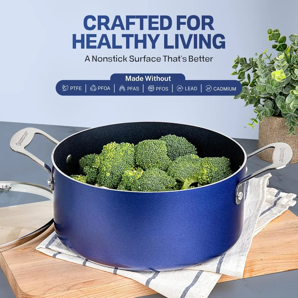 20 Pc Nonstick Kitchen Pots and Pans Cookware Set, with Cooking Utensils