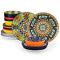 12/16/18/24 Piece Ceramic Dinnerware Set, Stoneware Bohemian Style