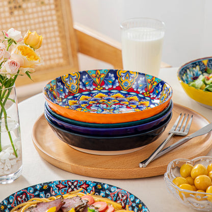 12/16/18/24 Piece Ceramic Dinnerware Set, Stoneware Bohemian Style