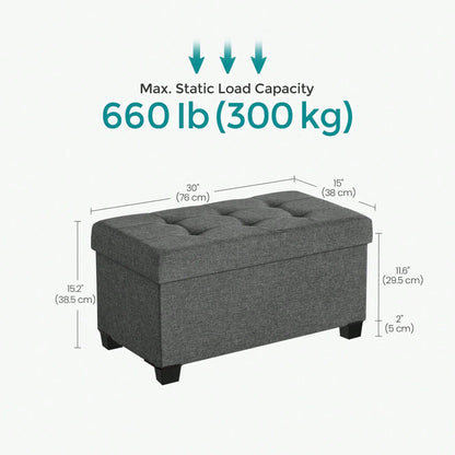 Storage Ottoman Bench, Foldable Foot Rest With Legs, 15 X 30 X 15.2 Inches