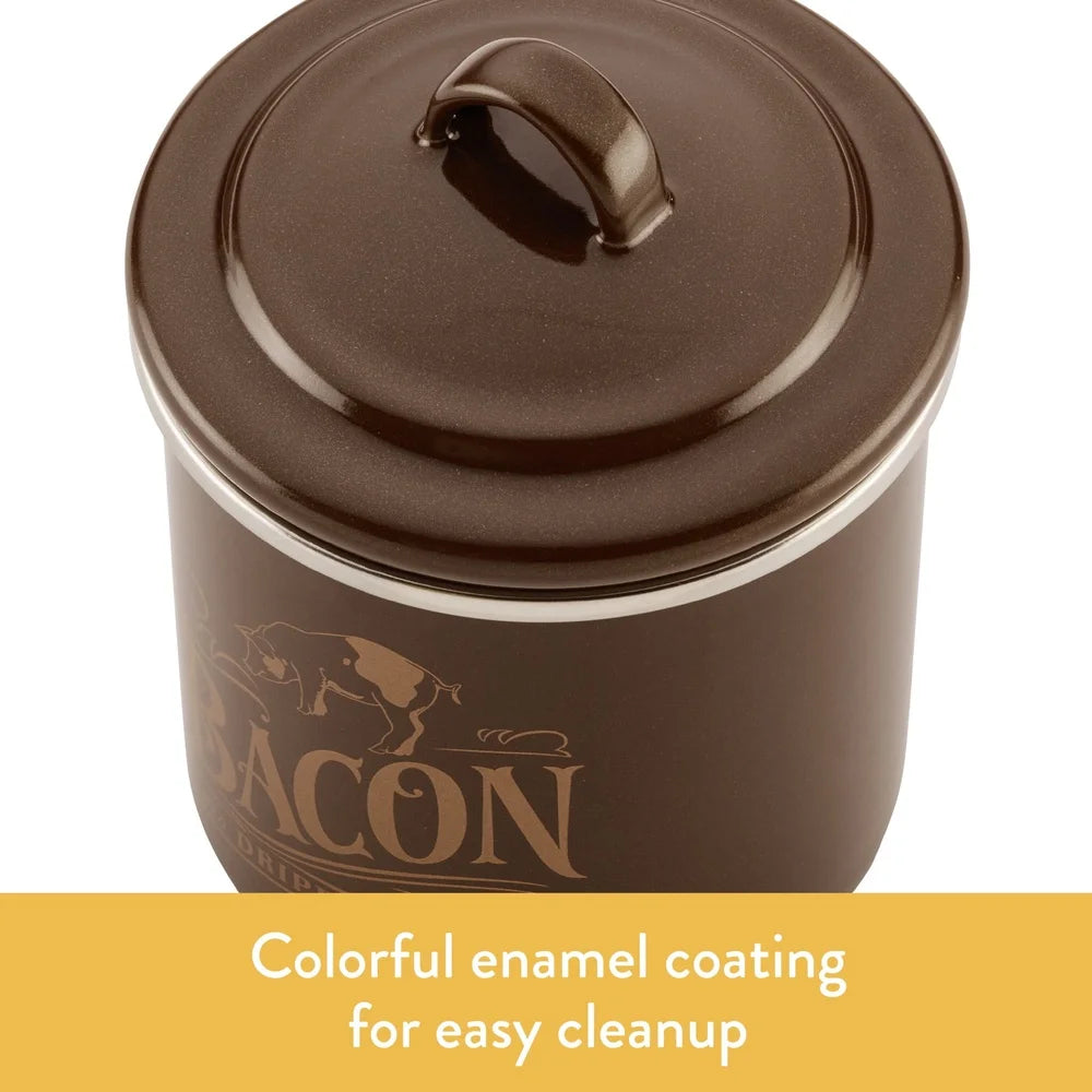 Kitchen Bacon Grease Enamel Steel Container