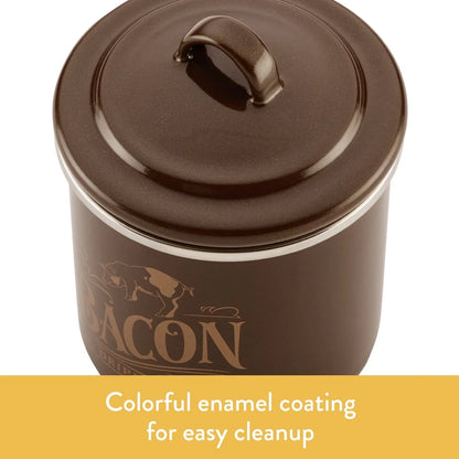 Kitchen Bacon Grease Enamel Steel Container