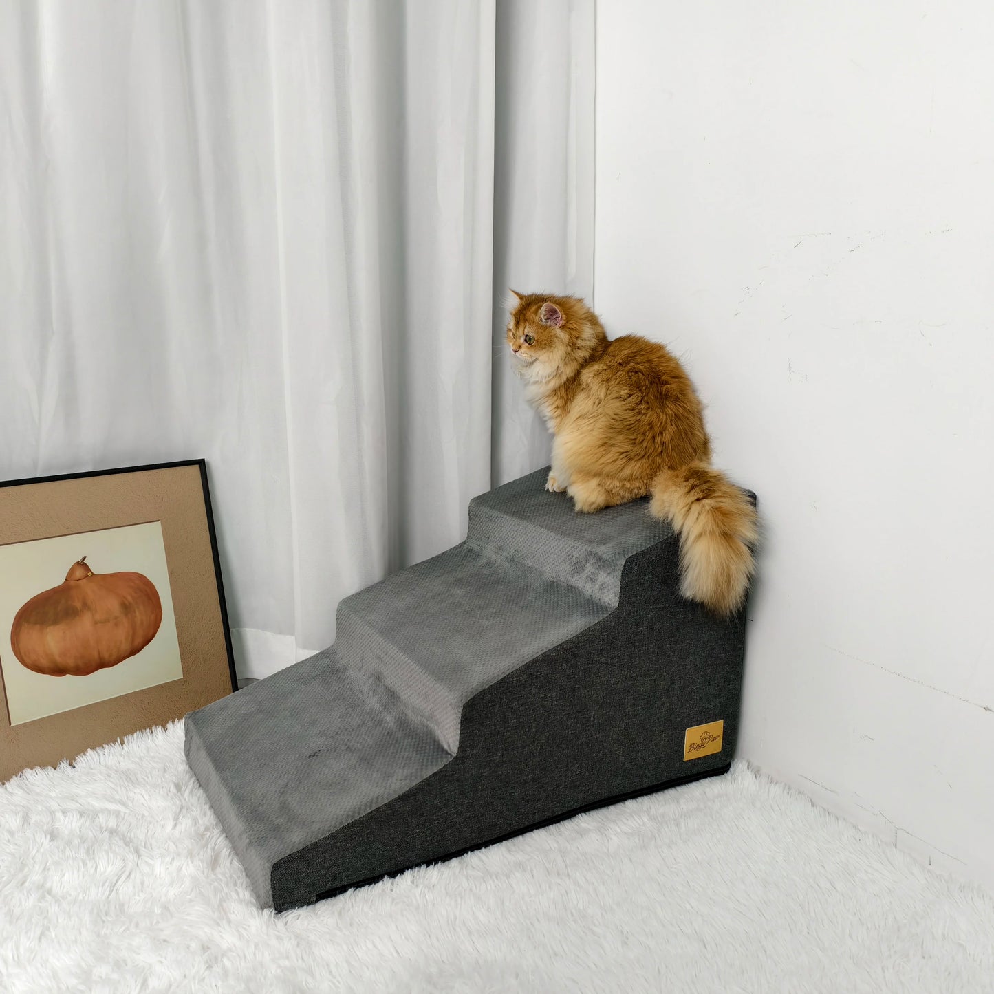 3/4 Step Dog Stairs with Washable Cover, Non-Slip